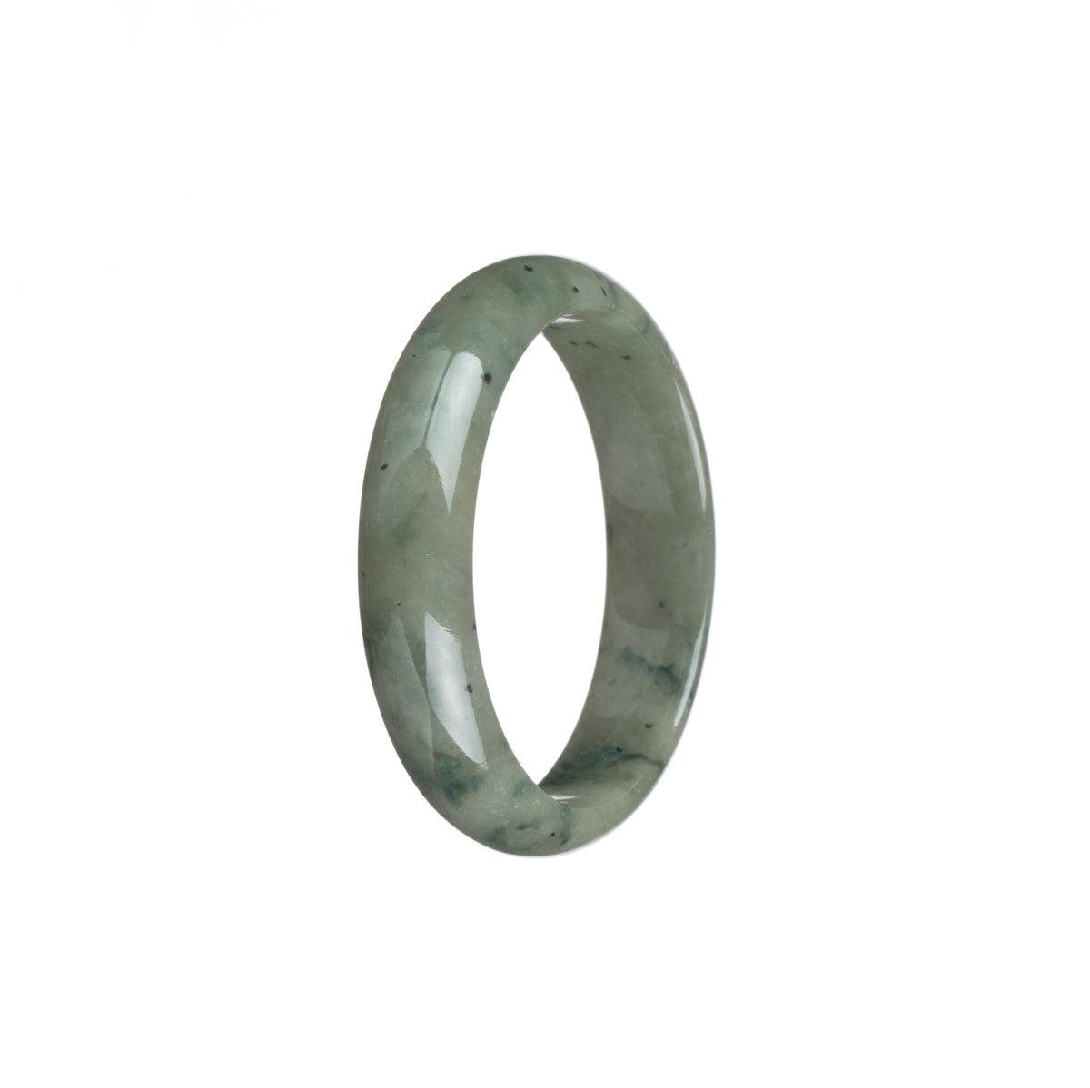 Genuine Grade A Green Pattern Jadeite Jade Bangle - 43mm Half Moon