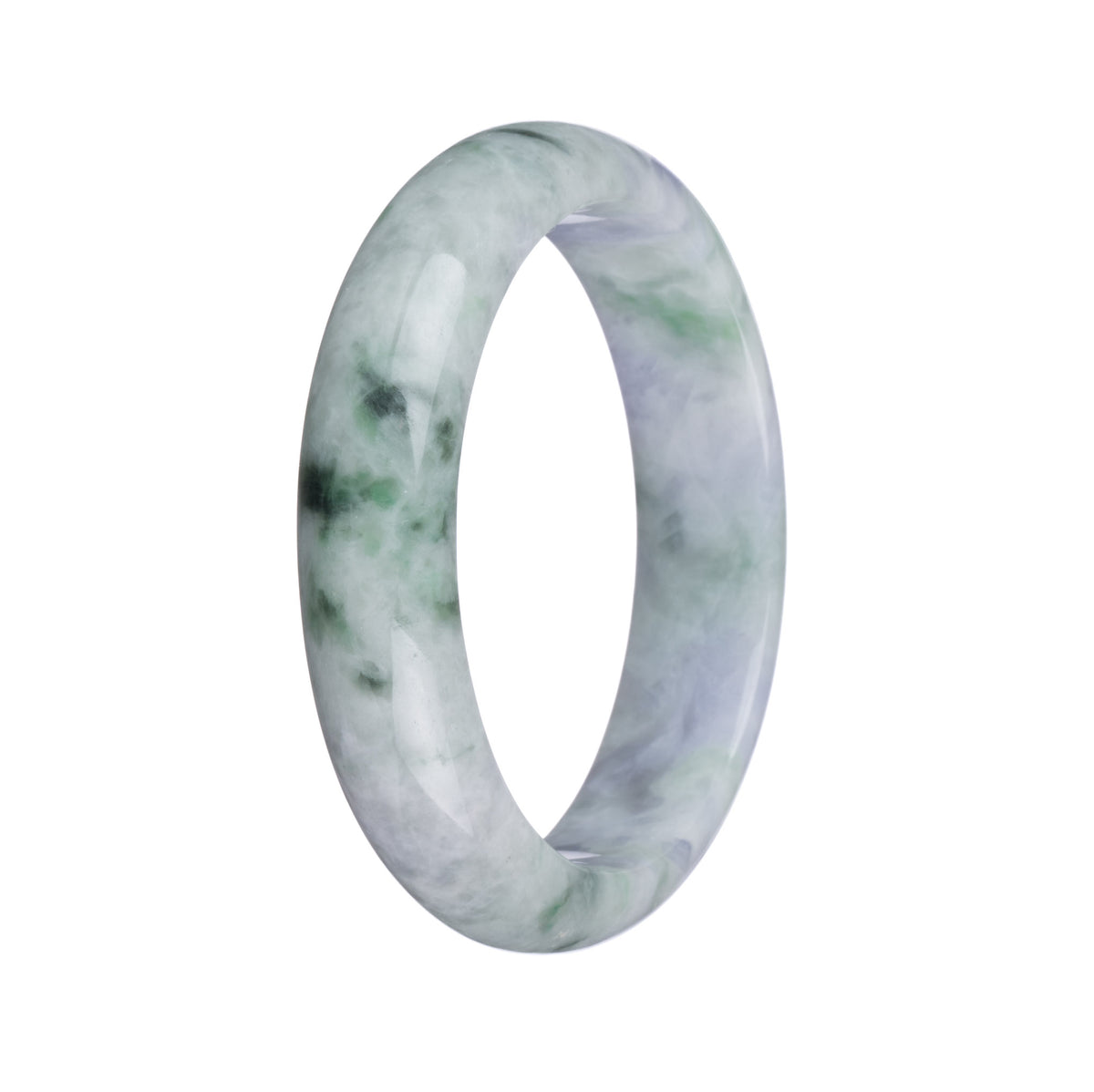 Real Grade A Grey, Green and Lavender Jadeite Bracelet - 57mm Half Moon