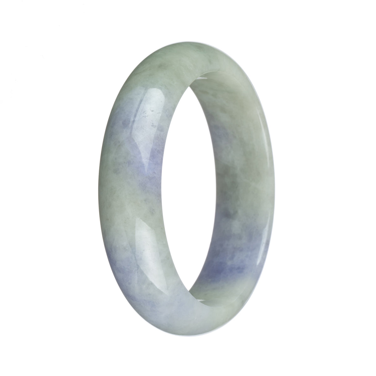 Genuine Grade A Green and Lavender Burma Jade Bangle - 57mm Half Moon