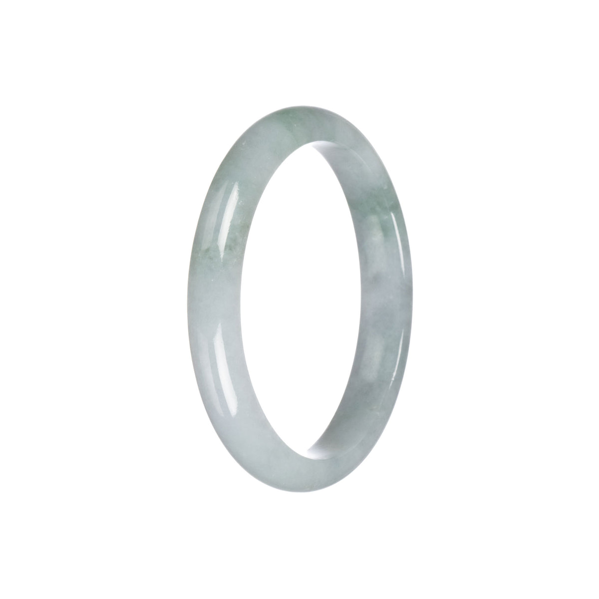 Real Type A Green Grey Traditional Jade Bangle Bracelet - 55mm Semi Round