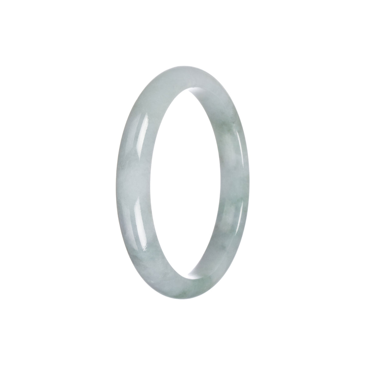 Real Type A Green Grey Traditional Jade Bangle Bracelet - 55mm Semi Round