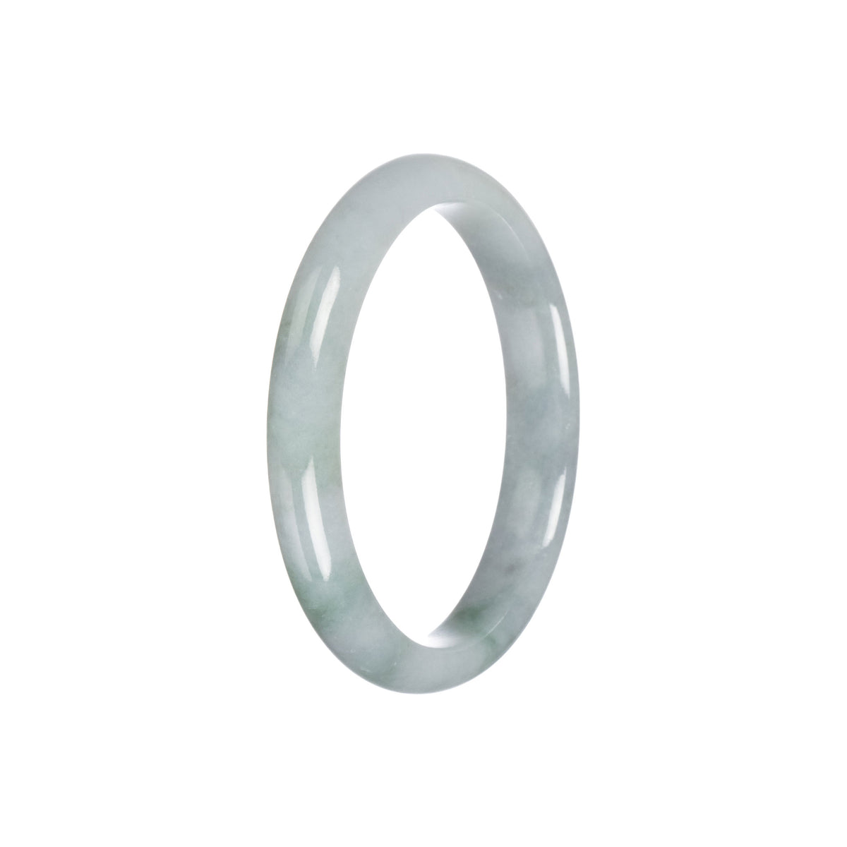 Real Type A Green Grey Traditional Jade Bangle Bracelet - 55mm Semi Round