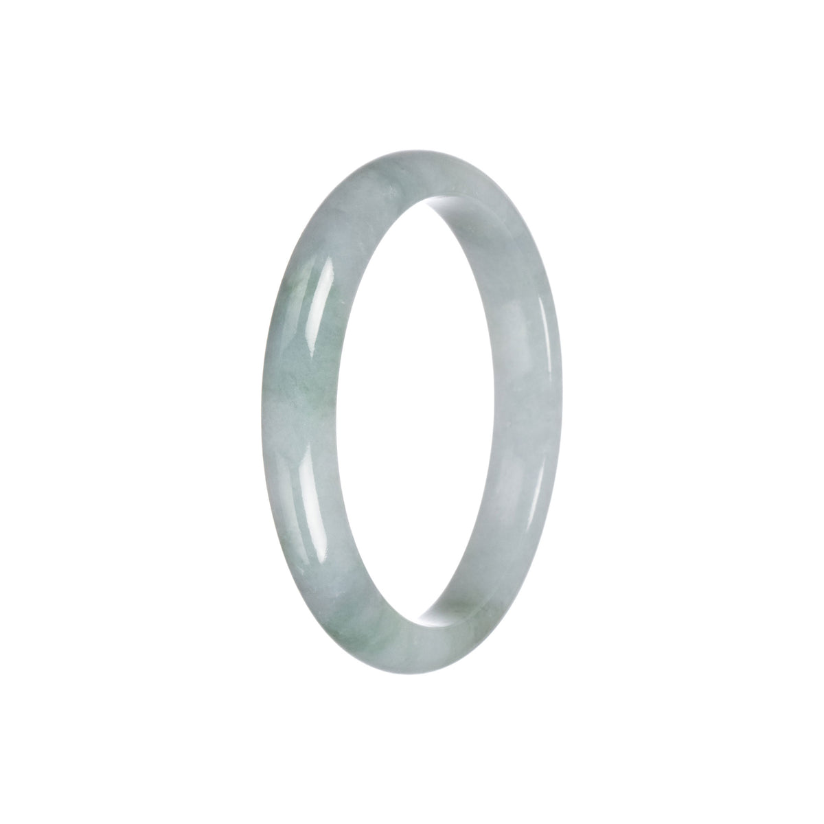 Real Type A Green Grey Traditional Jade Bangle Bracelet - 55mm Semi Round