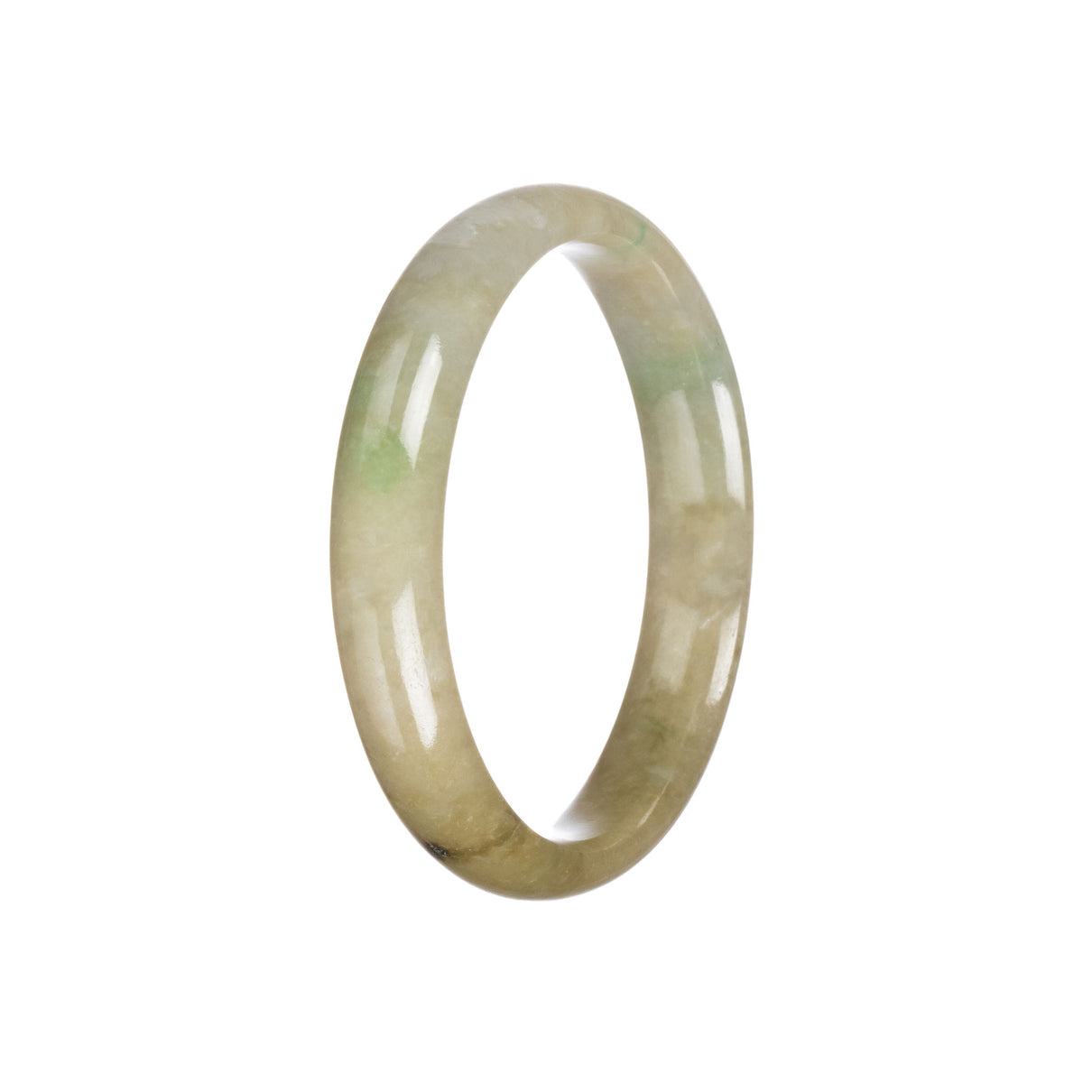 Genuine Untreated Brownish Green Traditional Jade Bangle Bracelet - 59mm Half Moon