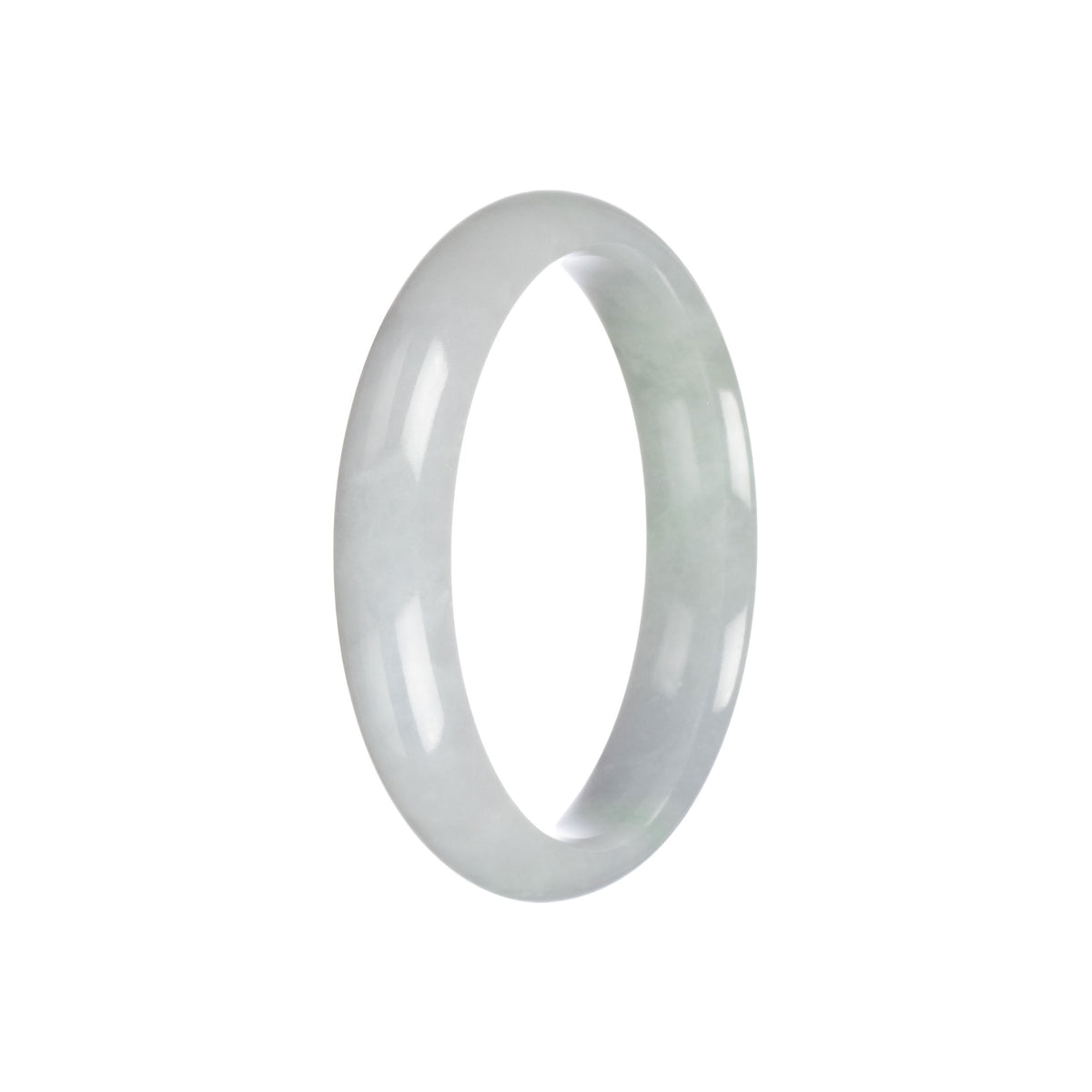 Real Natural Pale Green Burmese Jade Bracelet - 56mm Half Moon