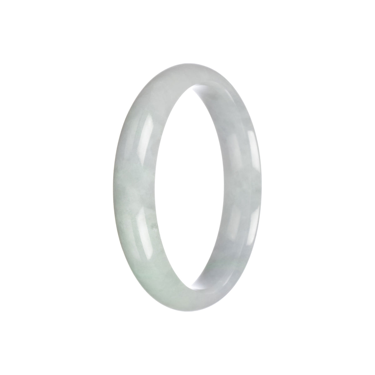 Real Natural Pale Green Burmese Jade Bracelet - 56mm Half Moon