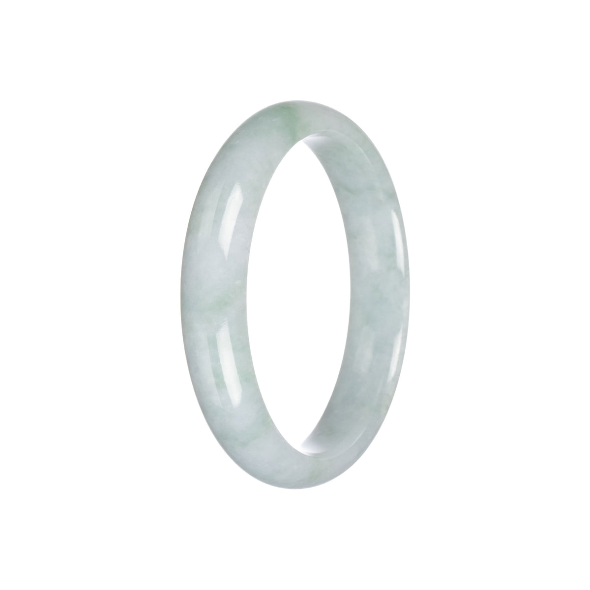 Real Grade A Light Green Traditional Jade Bangle - 57mm Half Moon