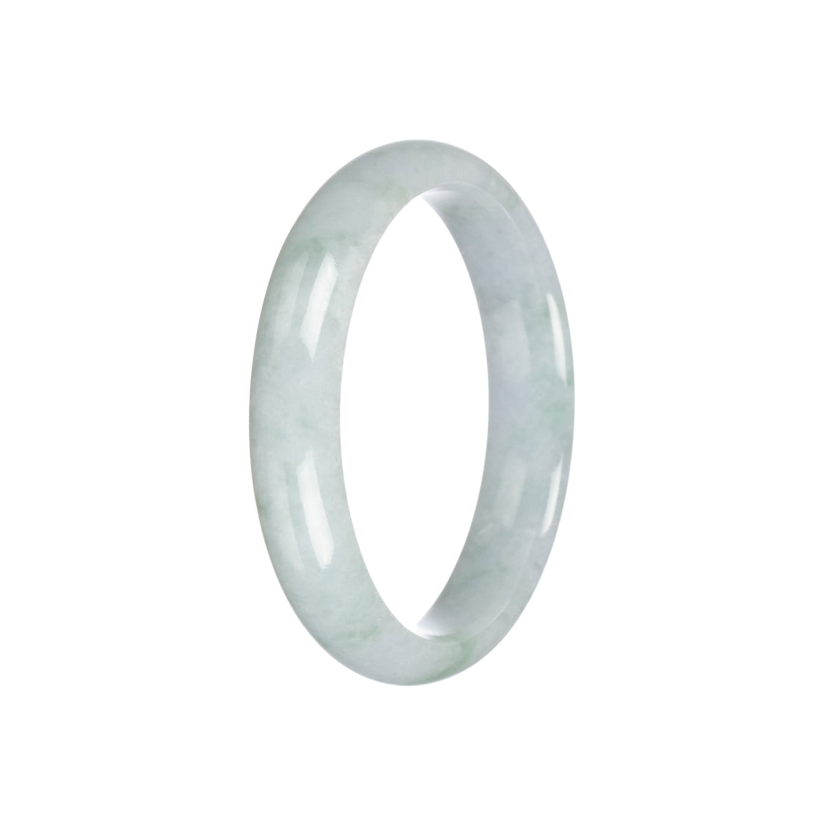 Real Grade A Light Green Traditional Jade Bangle - 57mm Half Moon