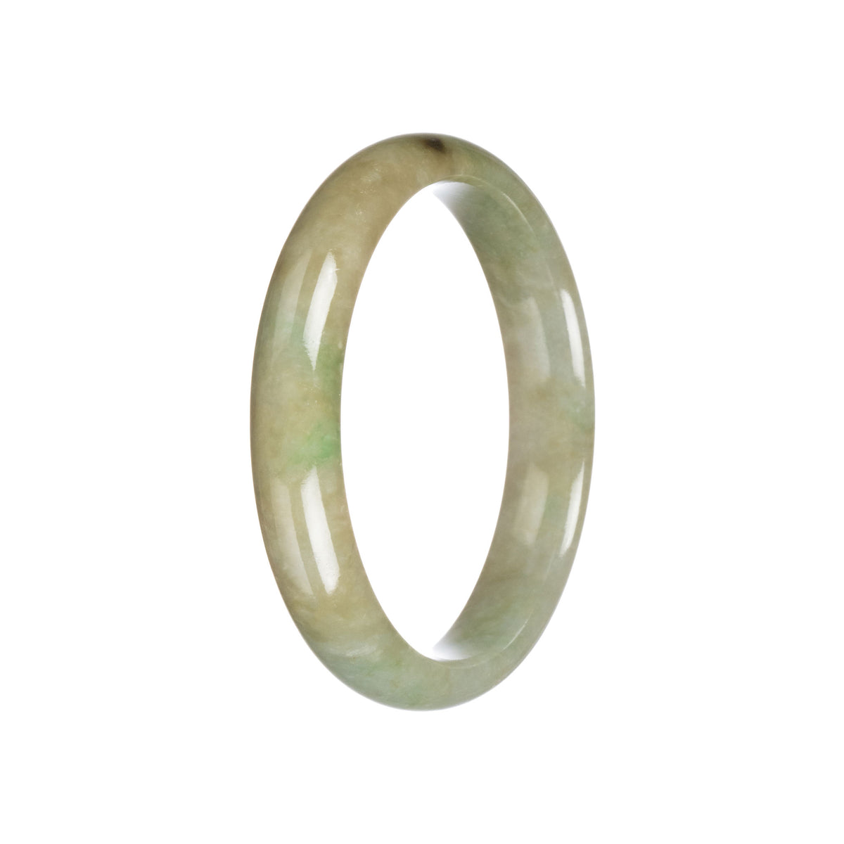 Real Untreated Green Burma Jade Bangle Bracelet - 59mm Half Moon