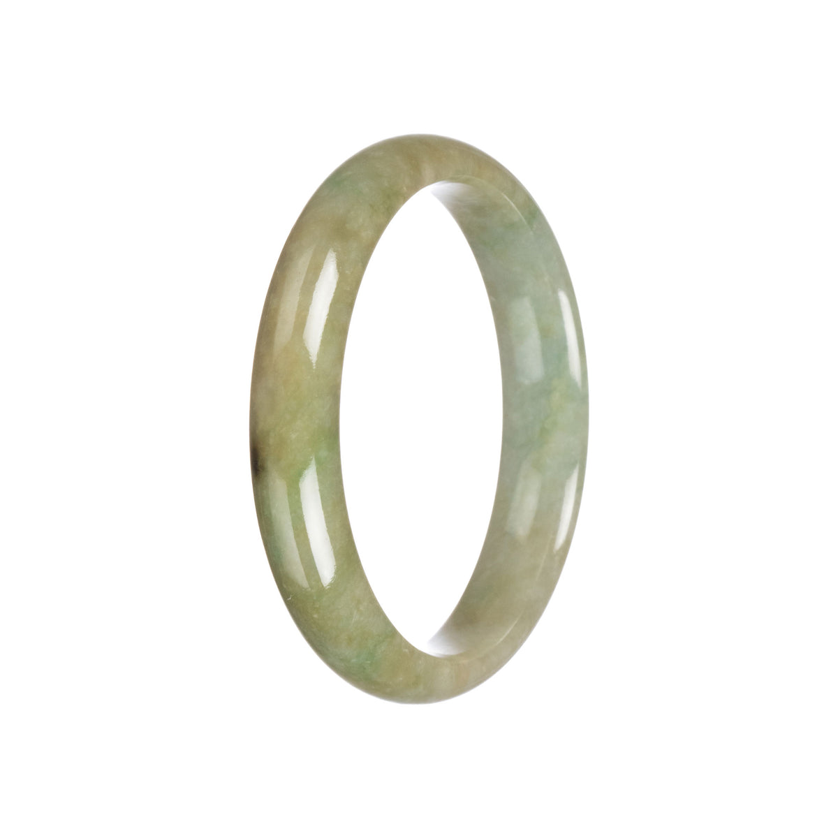 Real Untreated Green Burma Jade Bangle Bracelet - 59mm Half Moon