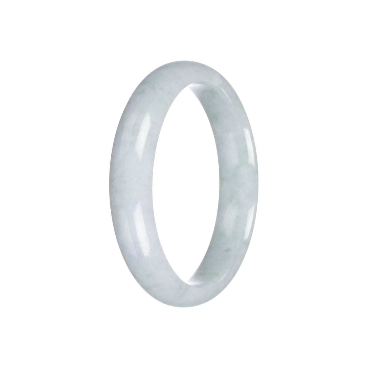 Genuine Natural Light Grey with Light Green Pattern Jadeite Bangle - 56mm Half Moon