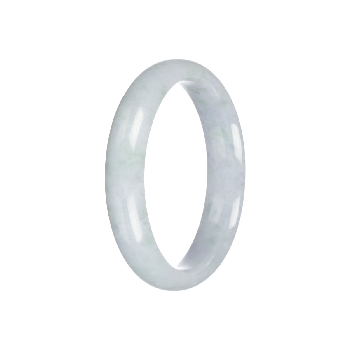 Genuine Natural Light Grey with Light Green Pattern Jadeite Bangle - 56mm Half Moon