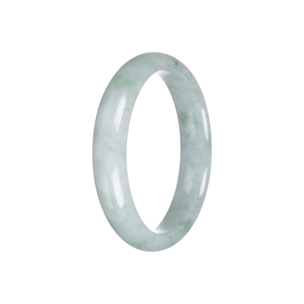 Genuine Grade A Light Green Burmese Jade Bangle Bracelet - 57mm Half Moon