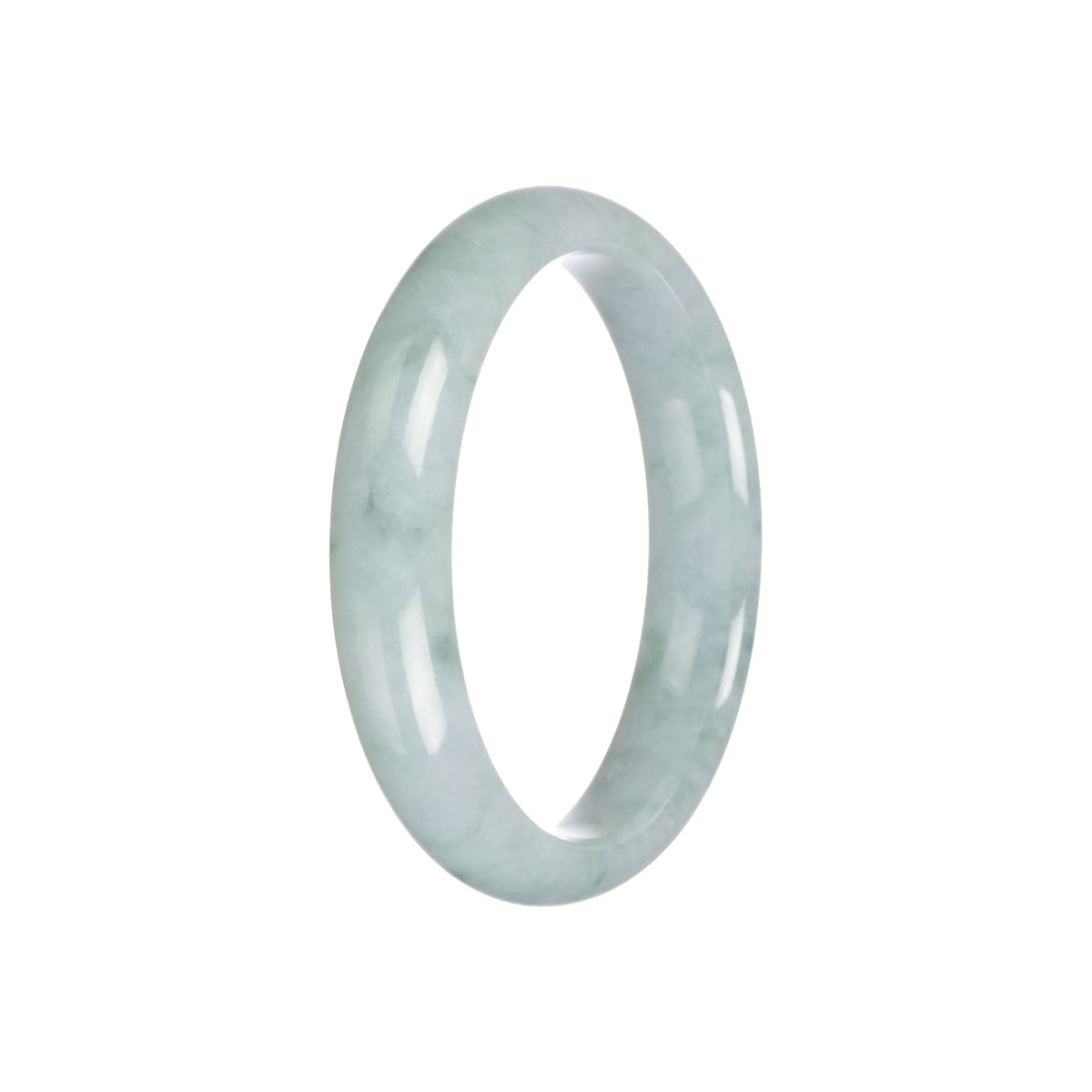 Genuine Grade A Light Green Burmese Jade Bangle Bracelet - 57mm Half Moon