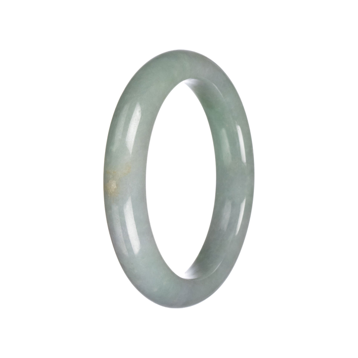 Certified Grade A Green Jadeite Bangle Bracelet - 58mm Semi Round