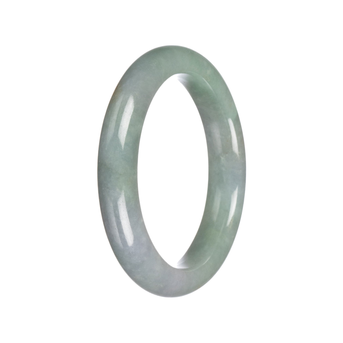 Certified Grade A Green Jadeite Bangle Bracelet - 58mm Semi Round