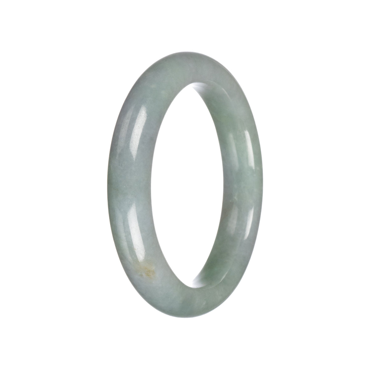 Certified Grade A Green Jadeite Bangle Bracelet - 58mm Semi Round