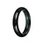 Real Grade A Black with Green Jadeite Jade Bangle Bracelet - 59mm Half Moon