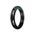 Real Grade A Black with Green Jadeite Jade Bangle Bracelet - 59mm Half Moon