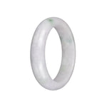 Genuine Grade A White with Green Patches Jadeite Jade Bangle Bracelet - 57mm Half Moon