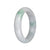 Authentic Grade A White with Apple Green Patterns Burmese Jade Bangle Bracelet - 62mm Half Moon