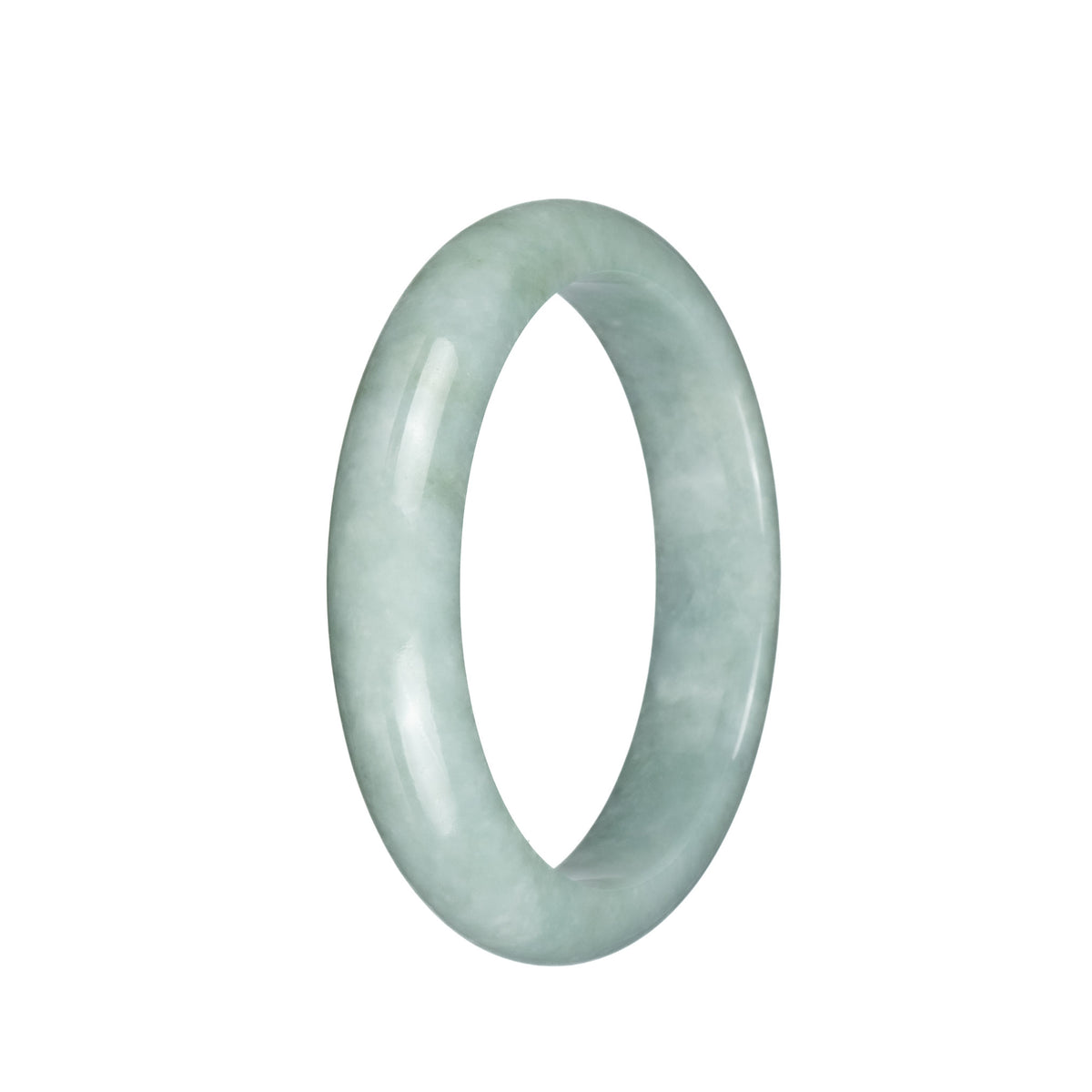 Certified Untreated Light Green Burmese Jade Bangle Bracelet - 61mm Half Moon