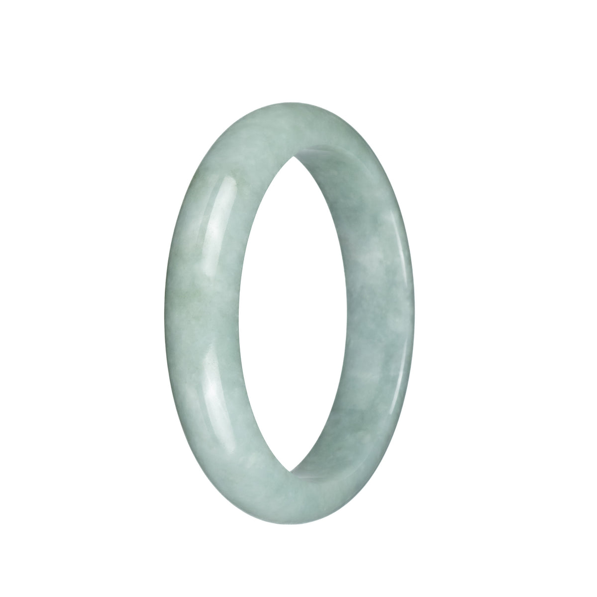 Certified Untreated Light Green Burmese Jade Bangle Bracelet - 61mm Half Moon