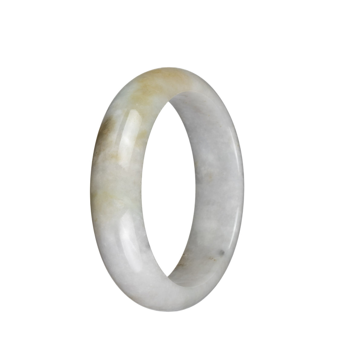 Genuine Grade A Pale Lavender with Light Brown Patches Jade Bangle Bracelet - 57mm Half Moon