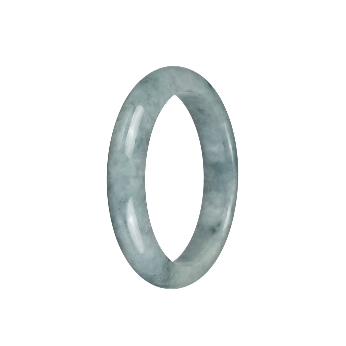 Genuine Grade A Greyish Green Jadeite Bracelet - 55mm Semi Round