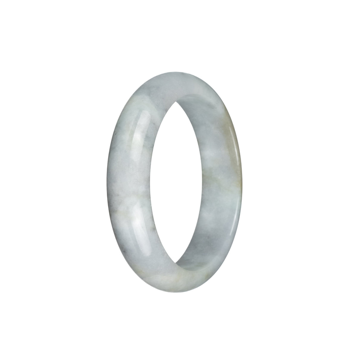 Authentic Untreated Light Grey with Light Brown Patches Jadeite Jade Bracelet - 54mm Half Moon