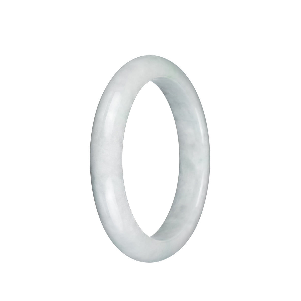 Genuine Grade A White Jade Bangle - 58mm Semi Round