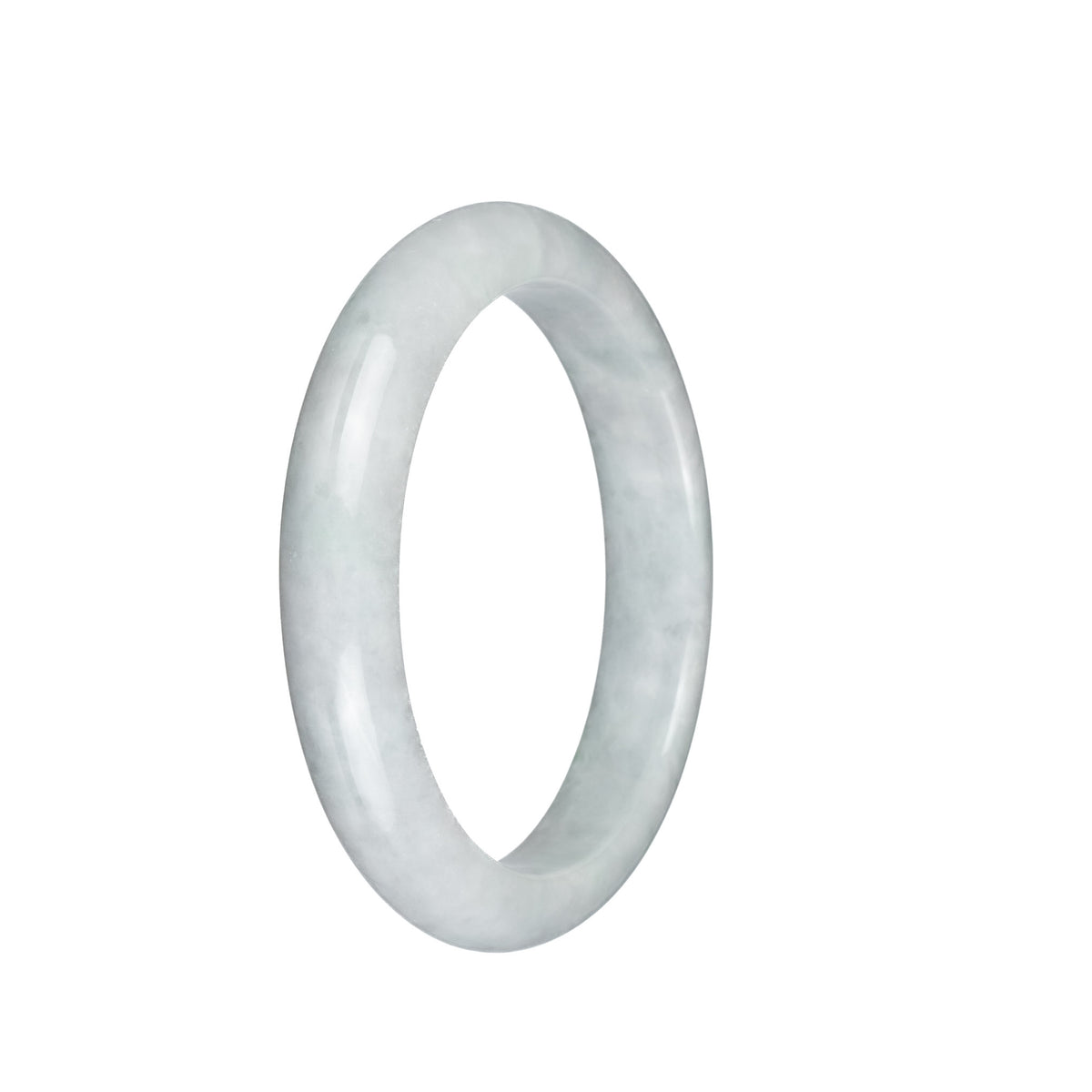 Genuine Grade A White Jade Bangle - 58mm Semi Round