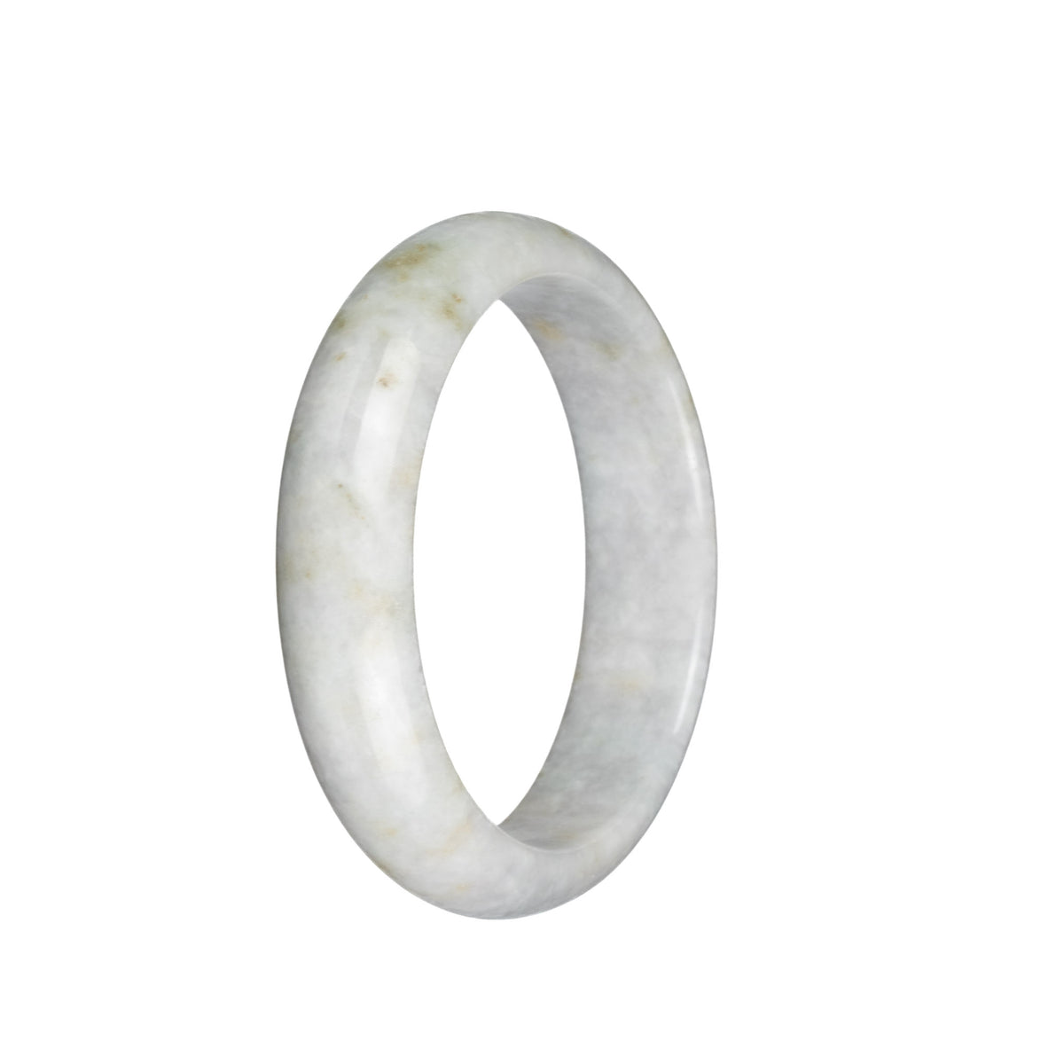 Genuine Grade A Light Grey with Light Brown Spots Jadeite Bangle - 58mm Half Moon