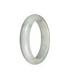 Certified Grade A Light Grey with Green Patterns Burma Jade Bangle - 57mm Half Moon