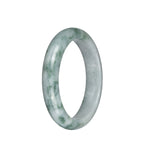 Genuine Untreated Greyish White with Green Patterns Jadeite Bracelet - 59mm Half Moon