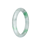 Real Grade A Pale Green with Light Green and Light Grey Pattern Jadeite Bracelet - 61mm Semi Round