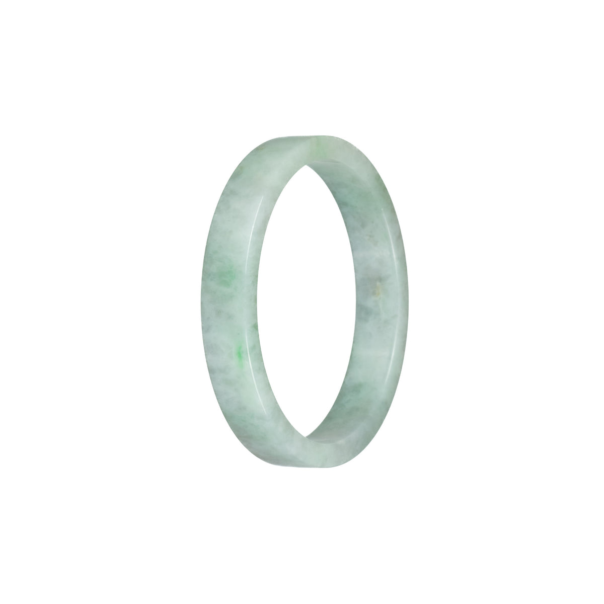 Real Grade A Green Pattern Burmese Jade Bangle Bracelet - 52mm Flat