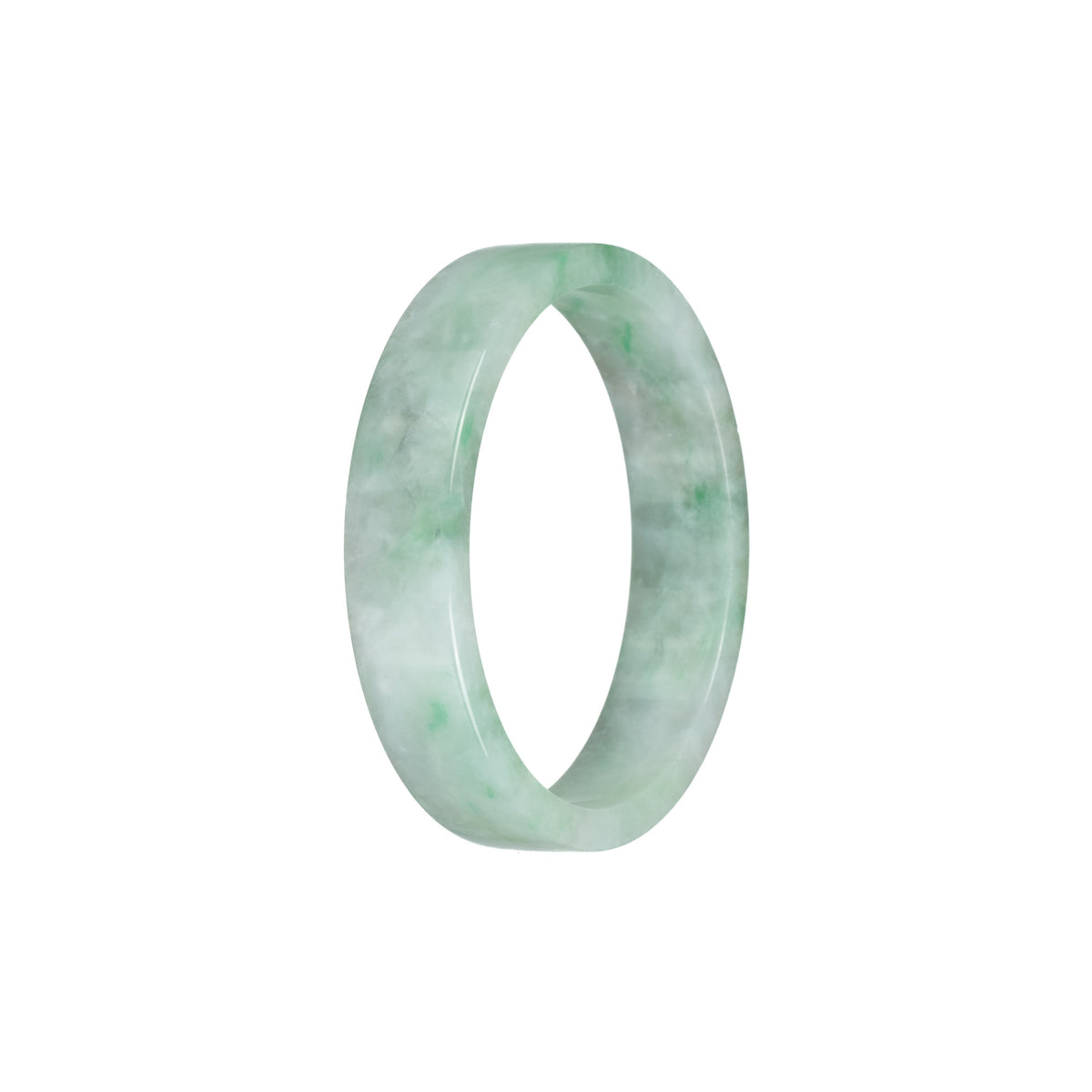 Authentic Grade A Green Pattern Burma Jade Bangle Bracelet - 52mm Flat