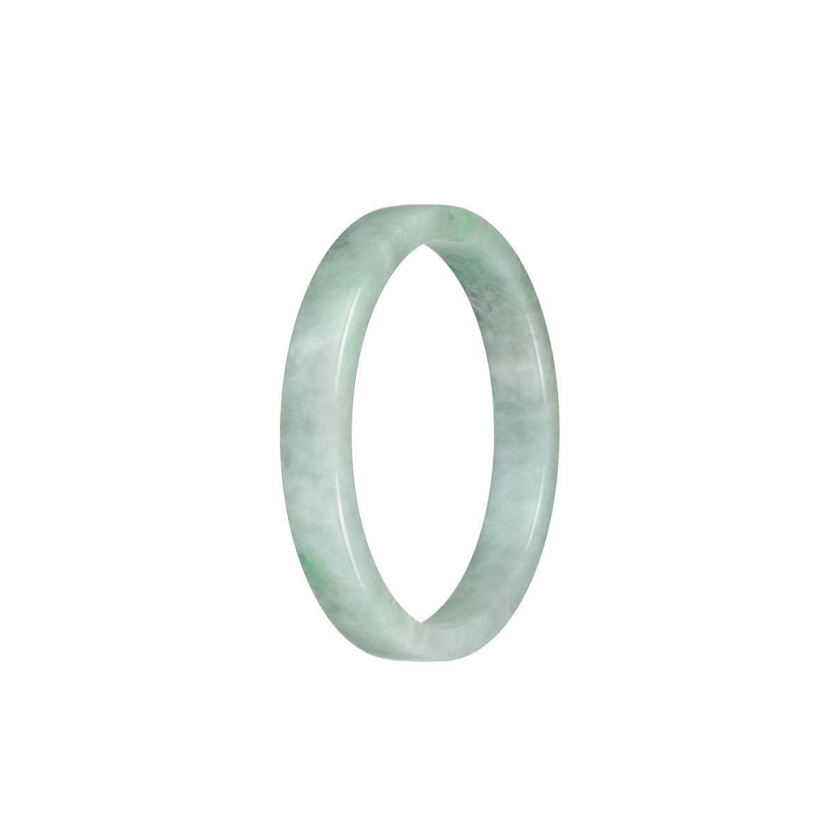 Real Untreated Green Pattern Jade Bangle Bracelet - 52mm Flat