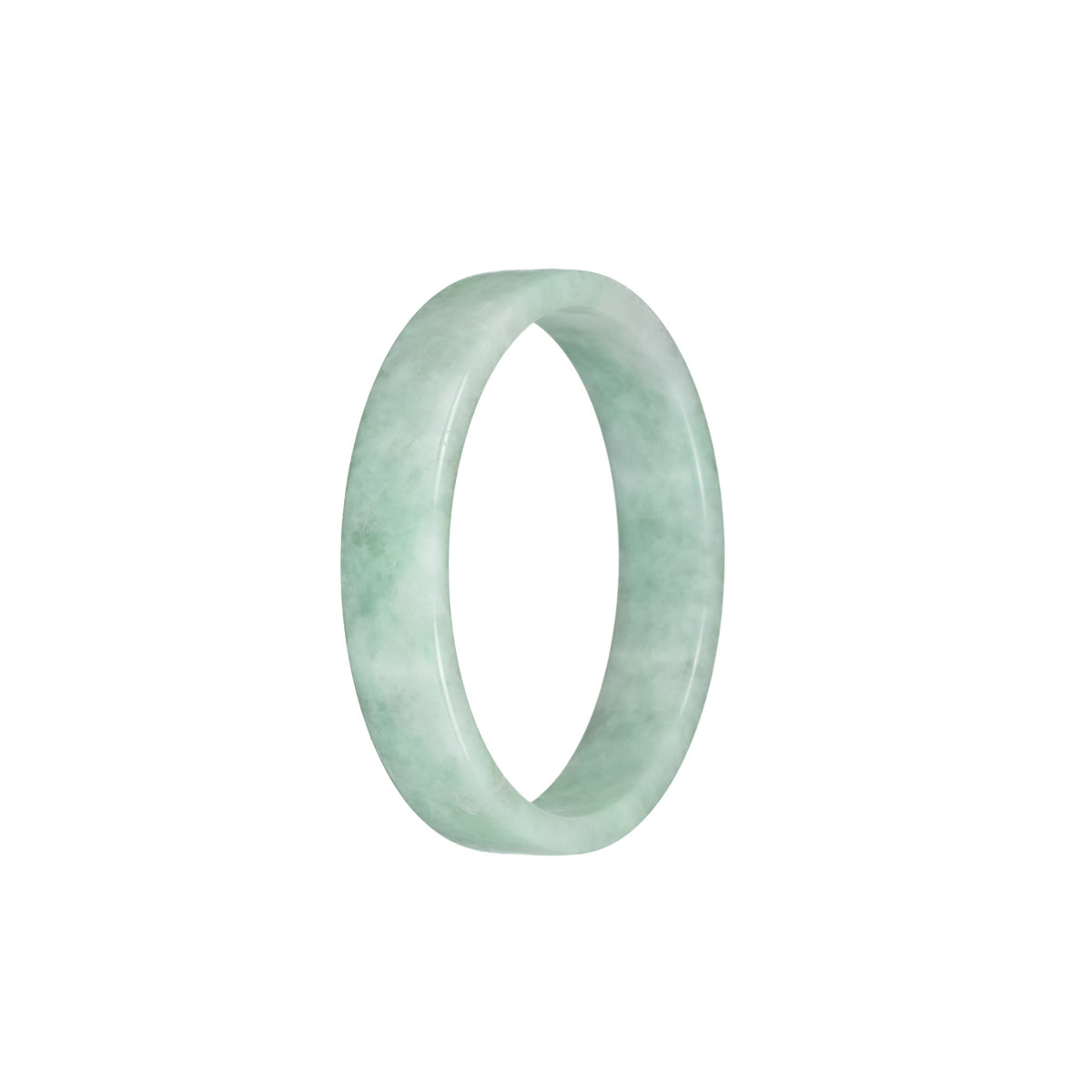 Real Grade A Green Pattern Burmese Jade Bangle Bracelet - 52mm Flat