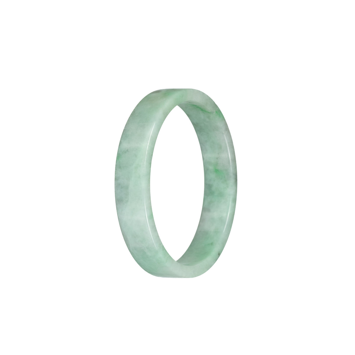 Certified Natural Green Pattern Jadeite Jade Bangle - 52mm Flat