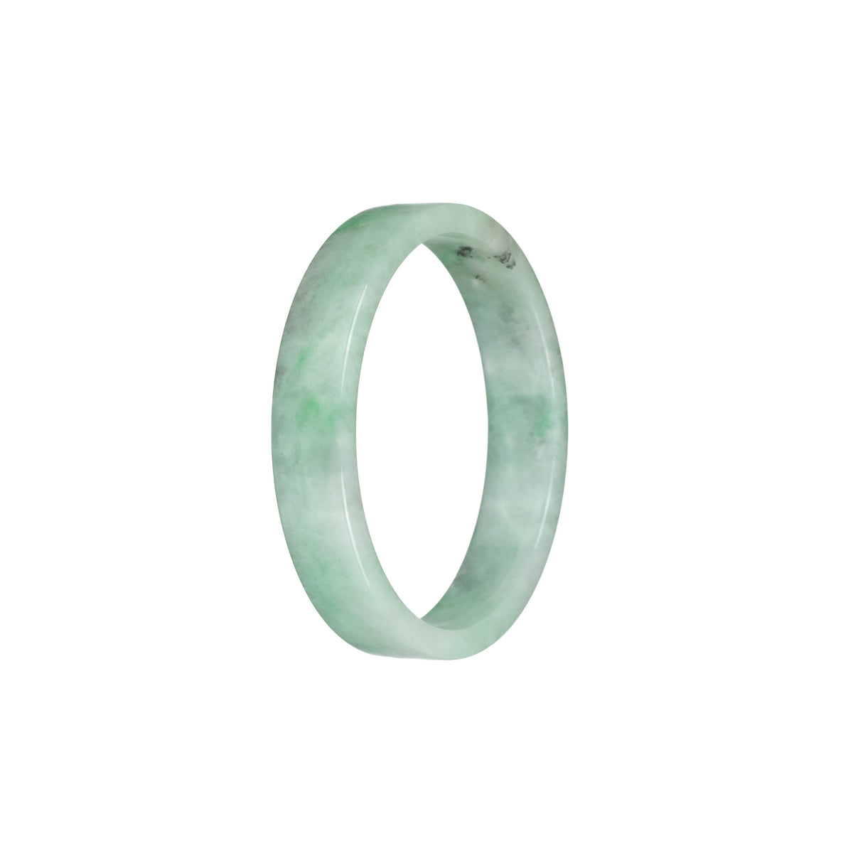 Certified Natural Green Pattern Jadeite Jade Bangle - 52mm Flat