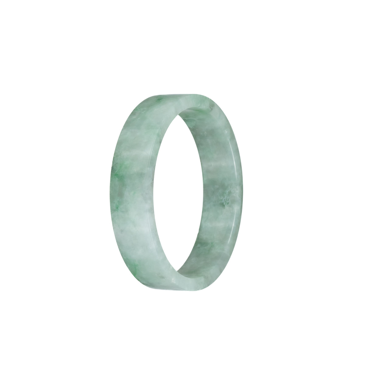 Genuine Grade A Green Pattern Jadeite Jade Bangle Bracelet - 51mm Flat