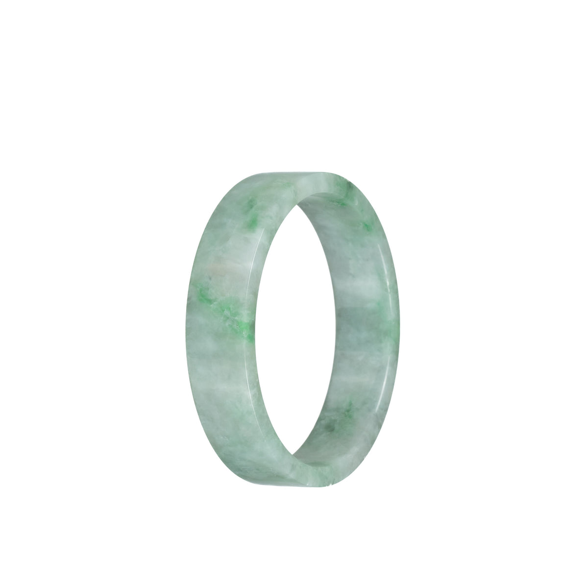 Genuine Grade A Green Pattern Jadeite Jade Bangle Bracelet - 51mm Flat