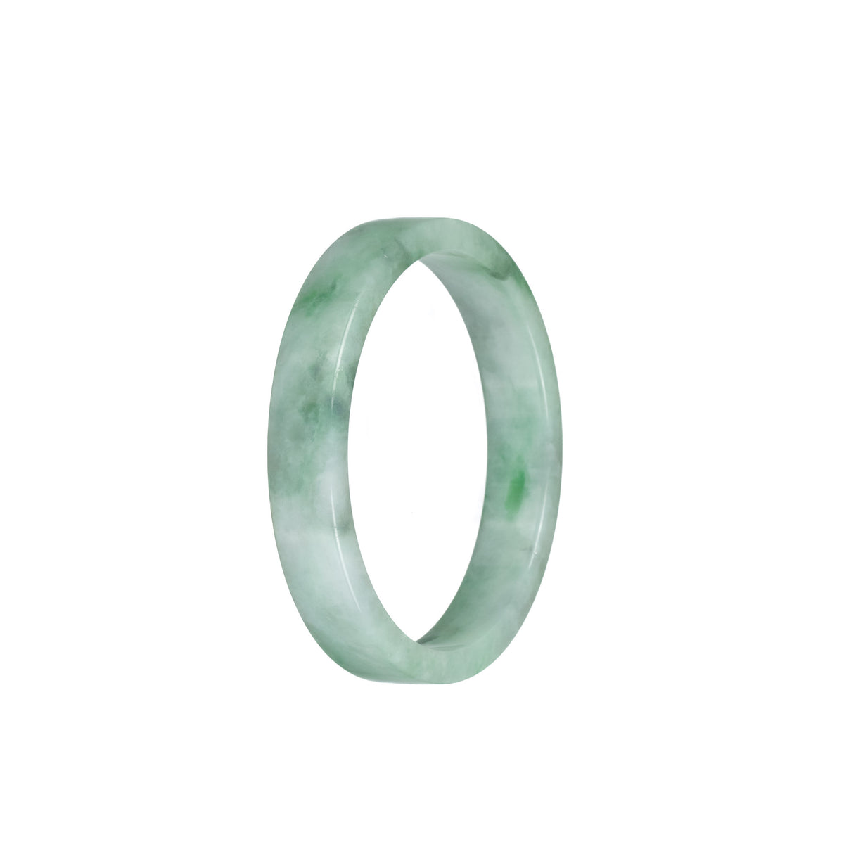 Genuine Type A Green Pattern Jadeite Bracelet - 52mm Flat