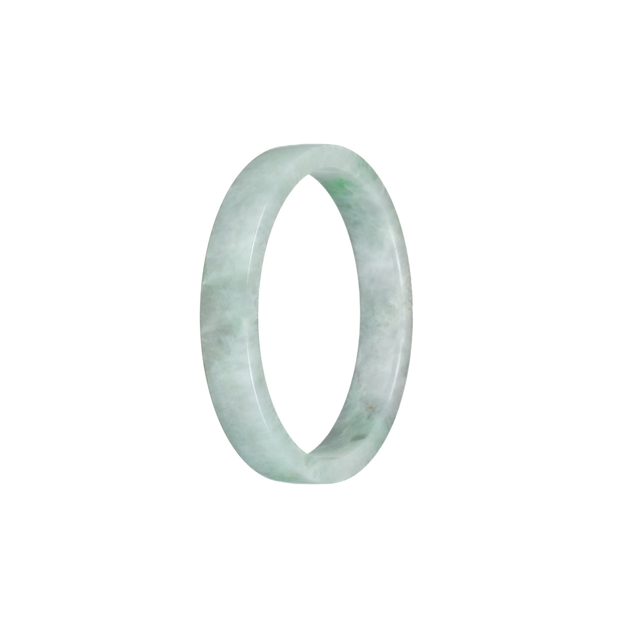 Real Grade A Pale Green with Green Pattern Jade Bangle - 52mm Flat