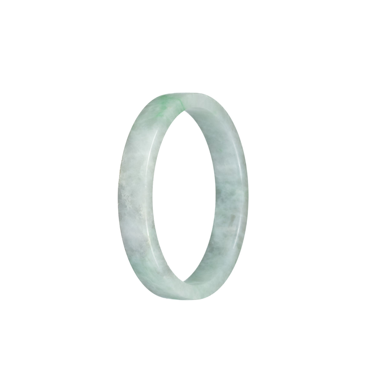 Real Grade A Pale Green with Green Pattern Jade Bangle - 52mm Flat