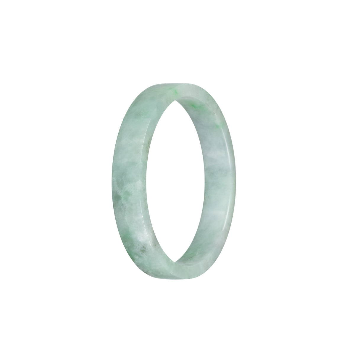 Certified Type A Pale Green with Green Pattern Traditional Jade Bangle - 52mm Flat