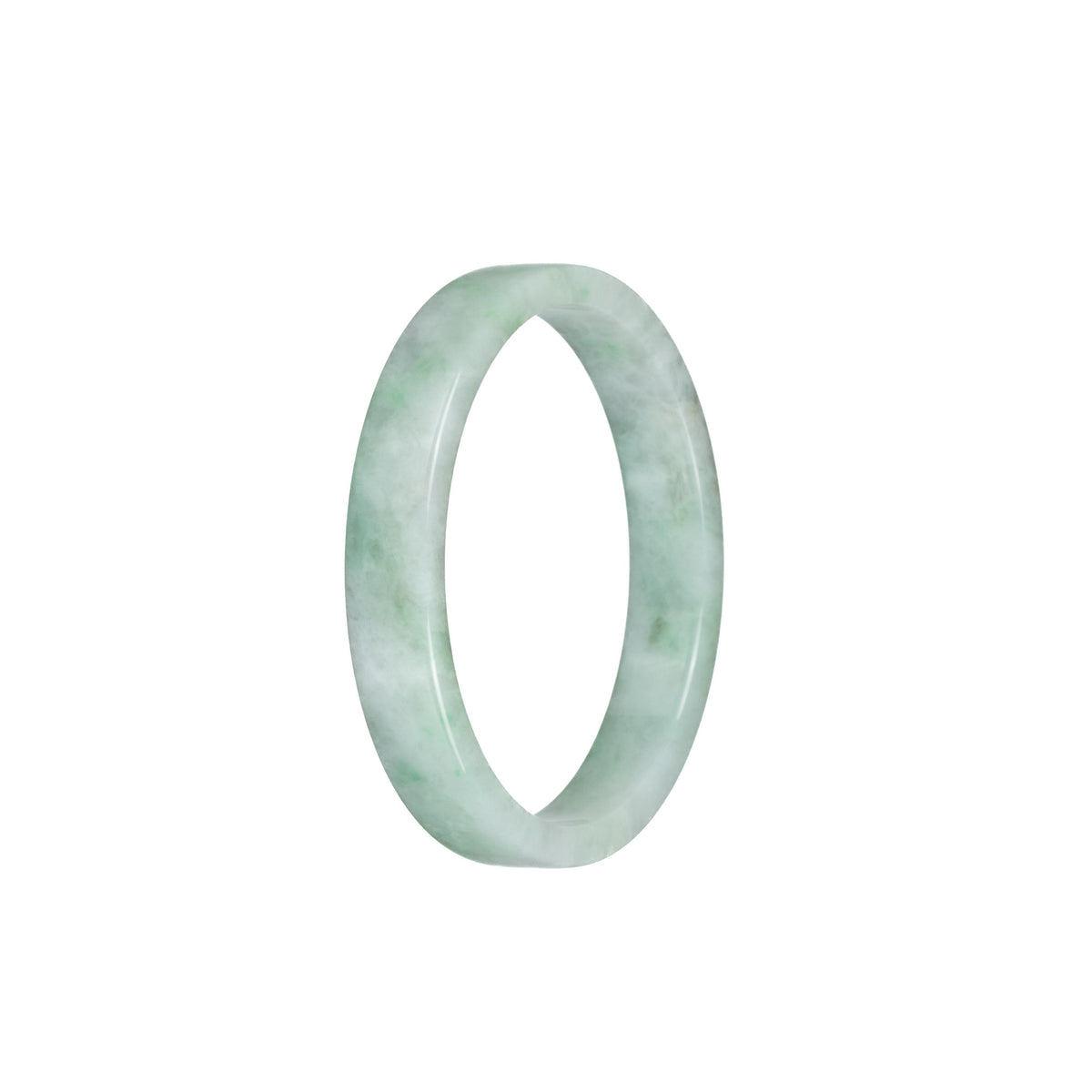 Certified Untreated Pale Green with Green Pattern Traditional Jade Bangle - 52mm Flat