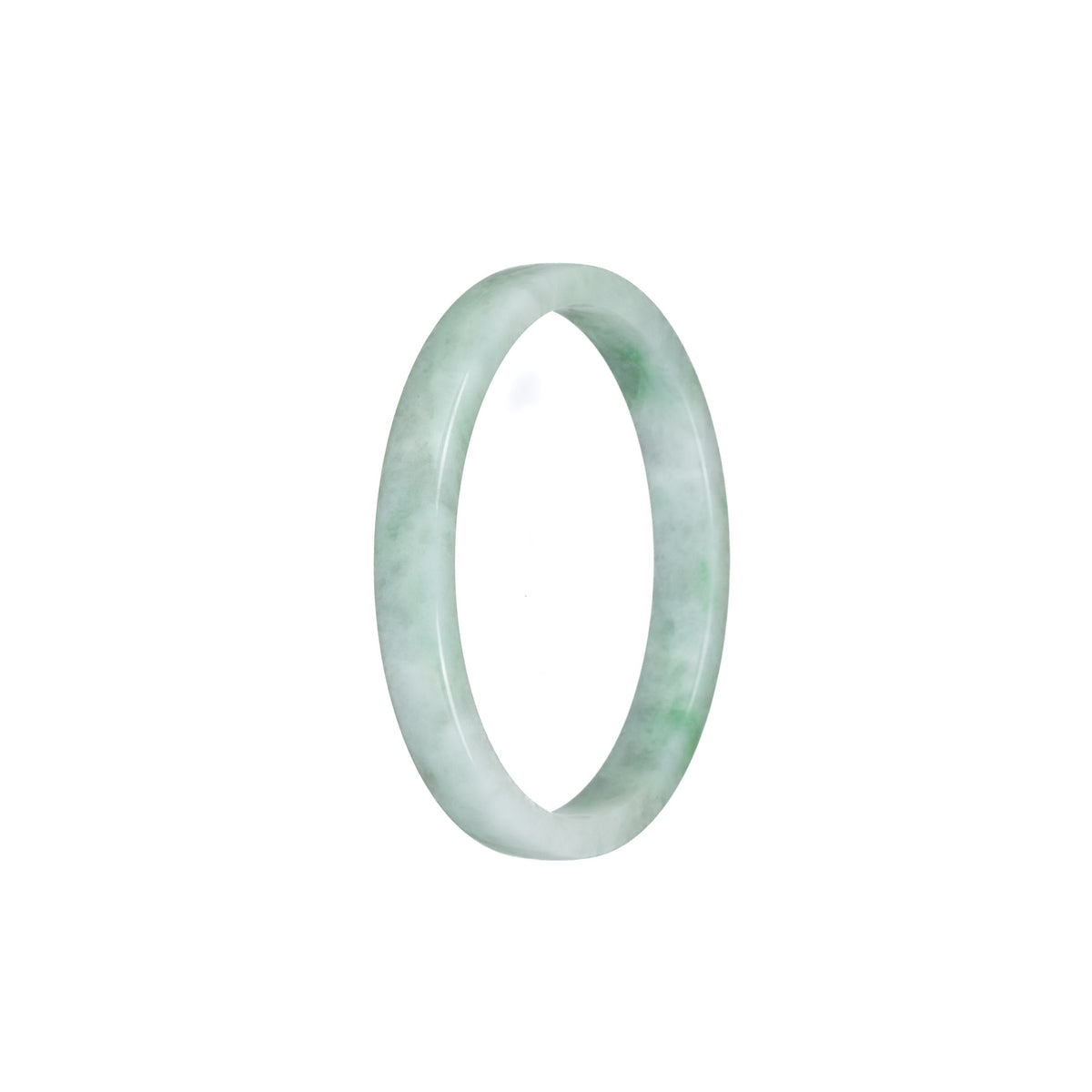Genuine Type A Pale Green with Green Pattern Jadeite Jade Bangle - 52mm Flat